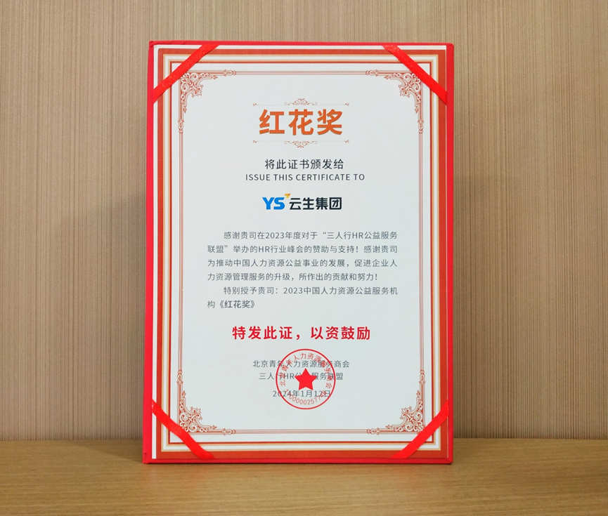 喜报！凯发一触即发集团荣获2023中国人力资源公益服务机构“红花奖”